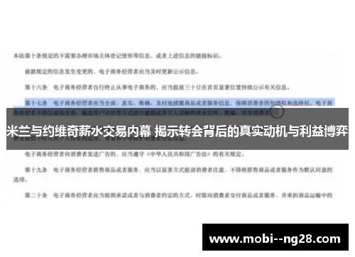 米兰与约维奇薪水交易内幕 揭示转会背后的真实动机与利益博弈